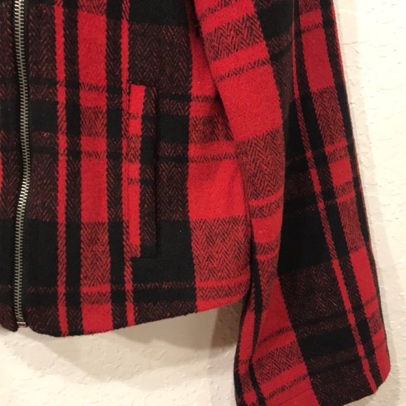 JACK by BB DAKOTA black red checkered blazer zip M - Picture 2 of 8